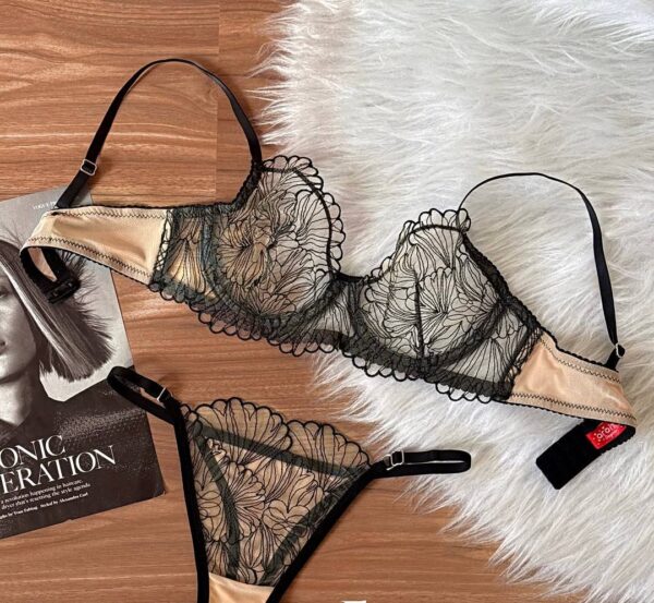 ست شورت و سوتین توری زنانه_10500002